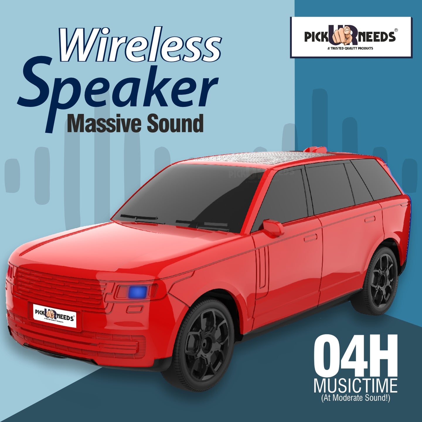 Pick Ur Needs Car Design Wireless Speaker USB / TF Card / FM Support RGB Light 1200mAh Battery 10 W Bluetooth Speaker